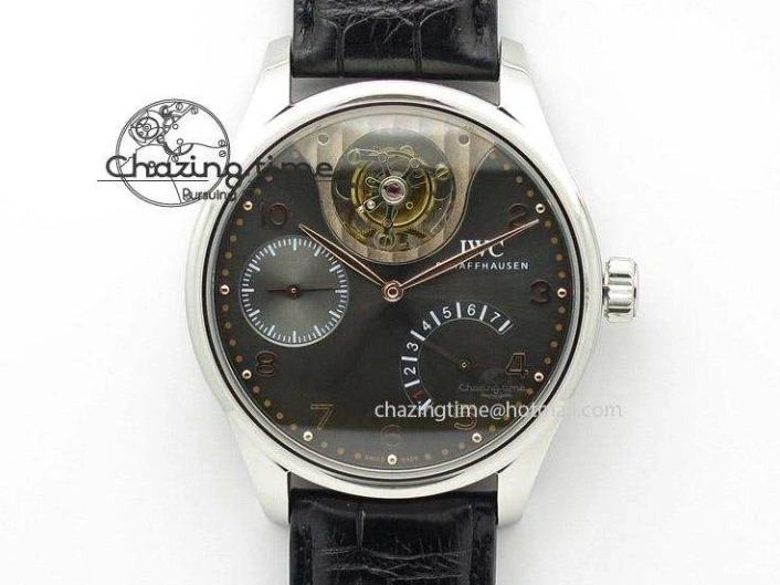 MIROTIME 0225 UrbanStyle Portuguese Tourbillon Power Reserve Moonphase SS White Dial On Black Leather Strap 7318